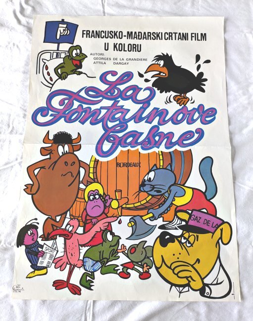 Various animals are standing around a cask of wine.