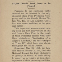 Lincoln Motion Picture Company 1917 Press Release